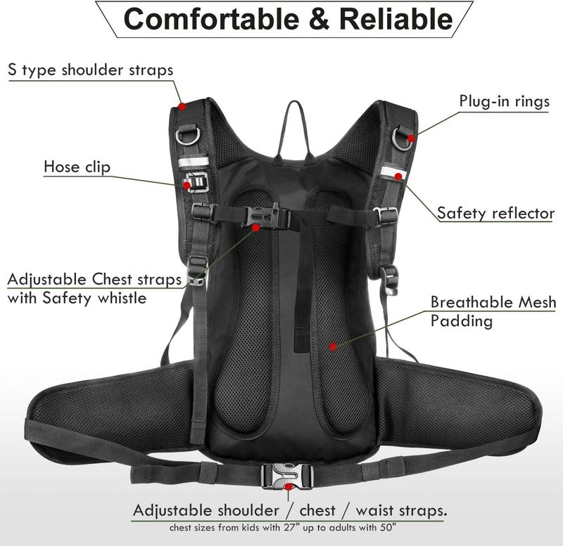 Mothybot Insulated Hydration Backpack Pack with 3L BPA Free Leak Proof Water Bladder, Large Storage Lightweight Hiking Daypack with Waist Pouches & Cooler Layer, for Running, Biking, Camping, Festival - Image 5